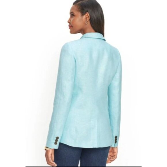 Talbots Plus Womens Blazer jacket size 16W Light Blue Linen New $189 - Picture 6 of 7